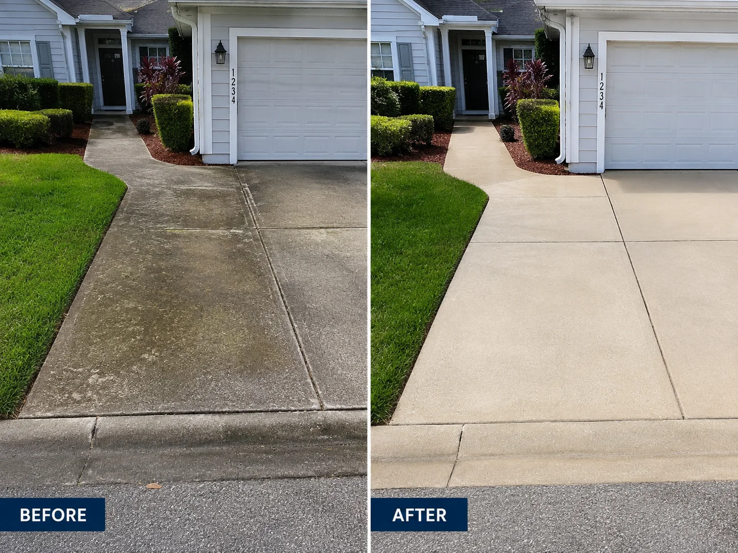 Driveway cleaning before and after comparison