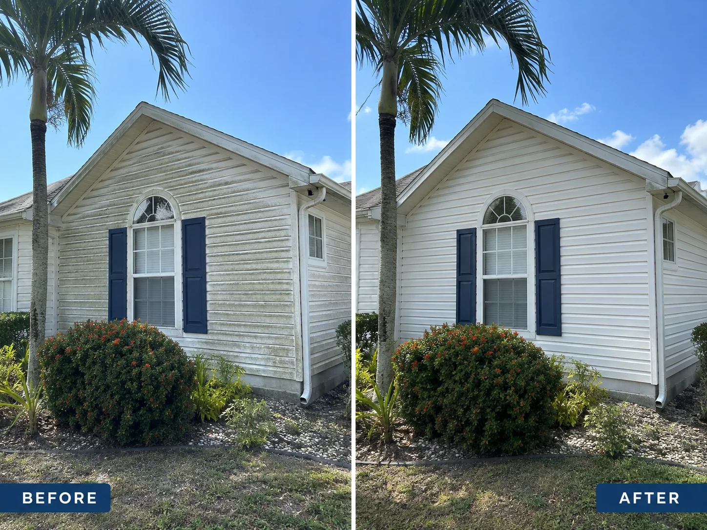 House washing before and after comparison